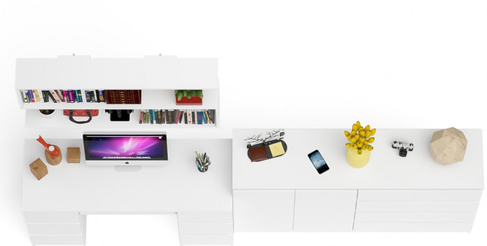 Мори компьютерный стол МС-2 + Комод МК1600.1 + Полка 1200, белый