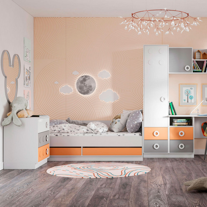 ТУРБО КР 01 Кровать настил (2032х645х934) корпус белый/шарлиз терракота