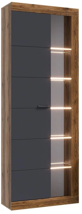 Прага Шкаф-Витрина ЛДСП Дуб делано/Графит