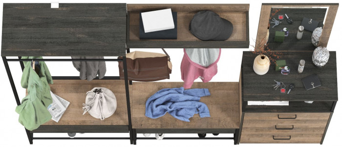 Трувор Прихожая 228, цвет дуб гранж песочный/интра, ШхГхВ 226х37х194,2 см., универсальная сборка