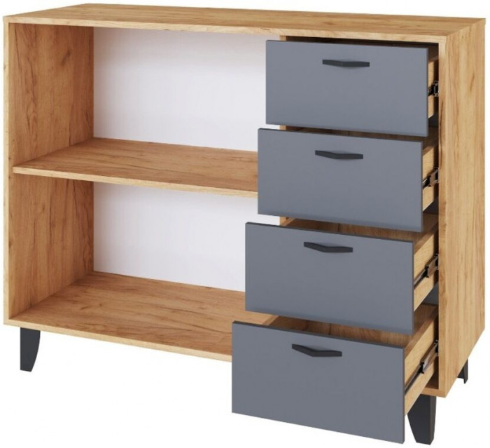 Комод Катрин-12 дуб крафт золотой/графит серый