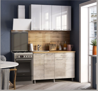 Кухонный гарнитур Танго 1,2м Белый/Дуб шале светлый