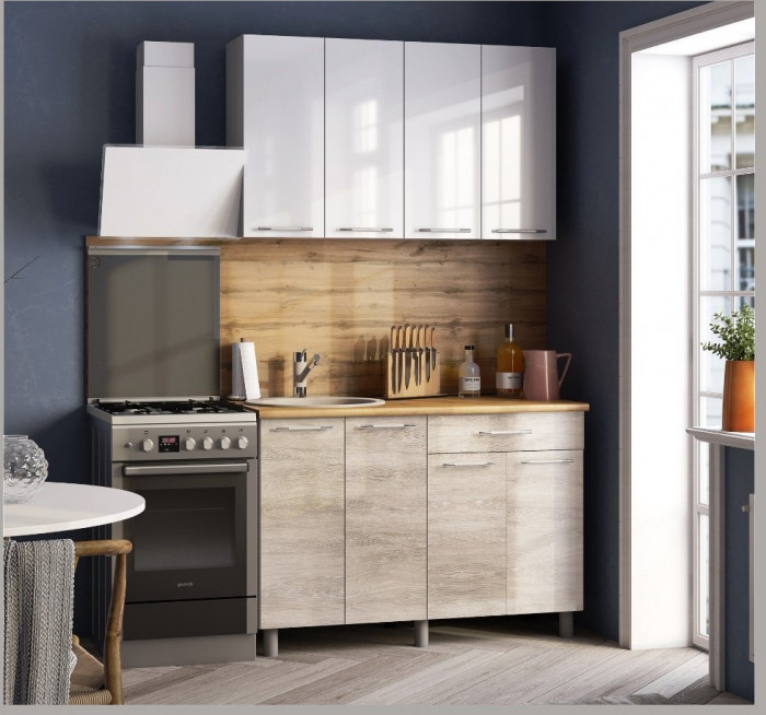 Кухонный гарнитур Танго 1,2м Белый/Дуб шале светлый