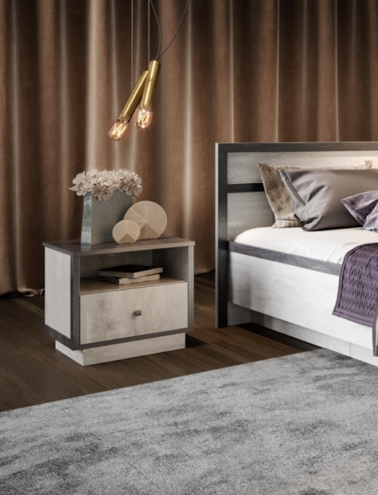 Тумба прикроватная "Тиффани" - Бетон пайн светлый/Дуб шале графит