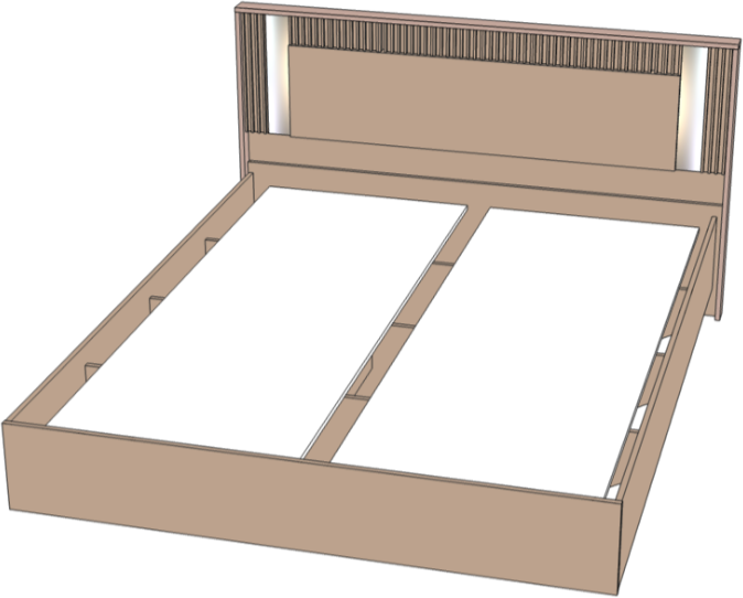 Кровать KING-SIZE 180х200 "Харди" с зеркальными вставками - Белый текстурный/Ясень белый