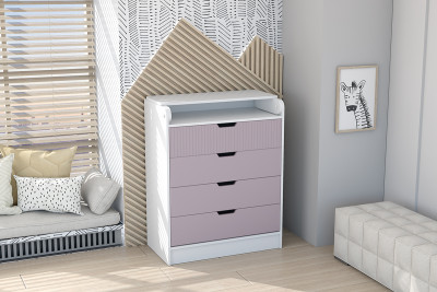 Детский Комод раскладной Бриз МДФ, Белый/Ирис (Полосы)