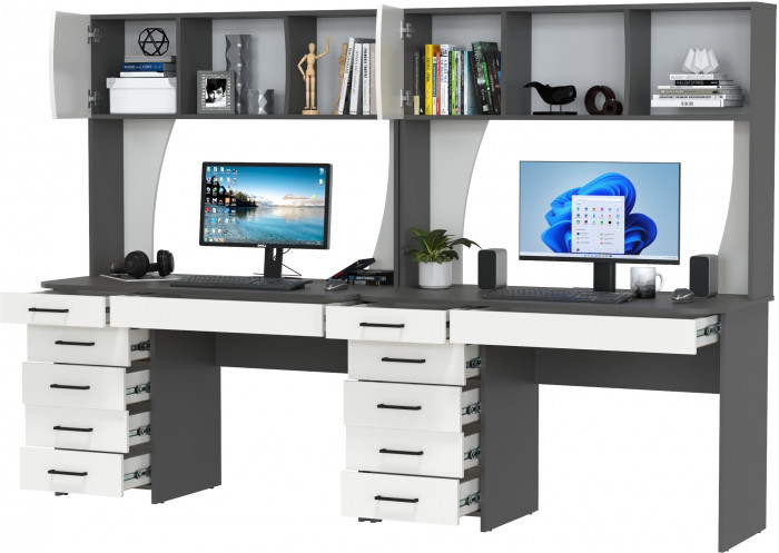 Два стола рабочих 6-0606граф/бел Сигма, графит/белый