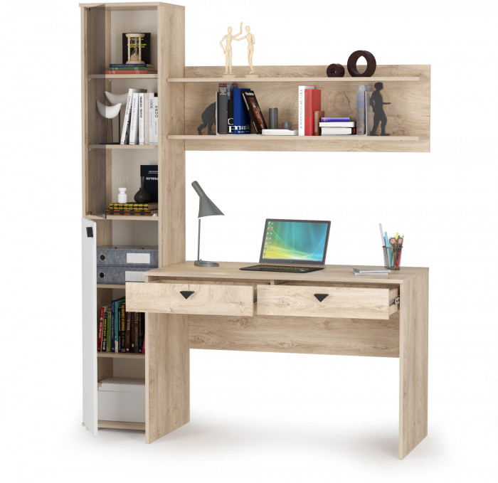 КР100 Бостон № 35, цвет дуб эндгрейн элегантный/фасады МДФ милк рикамо софт, 13.155+12.69+09.132, ШхГхВ 153,8х57,2х194,4 см., универсальная сборка