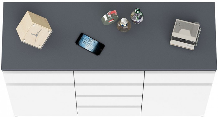 Мори Комод МК1200.4, цвет графит/белый, ШхГхВ 120,4х41х94 см.