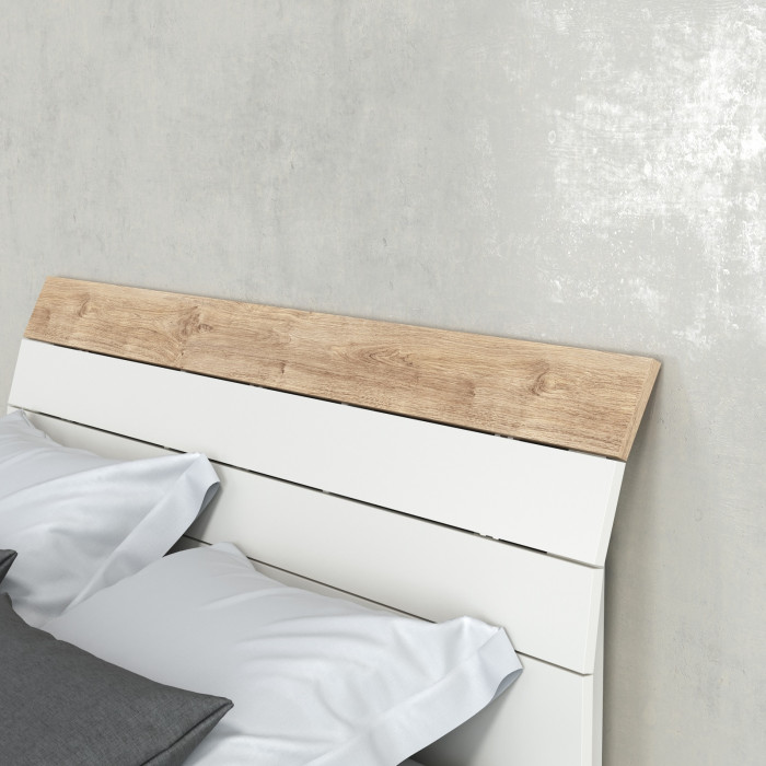Муссон Кровать 11.41 + ортопед, цвет белый/дуб эндгрейн элегантный, ШхГхВ 165,6х221,7х103 см., сп. м. 1600х2000 мм., б/м