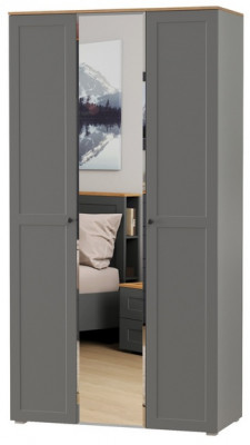 Остин 13.336.03 Шкаф для одежды(три двери, на средней есть зеркало), цвет серый графит/дуб крафт золотой, ШхГхВ 120х54,6х229,8 см., ун. сборка