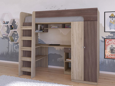 Кровать чердак Астра 10 Сонома/Дуб Шамони