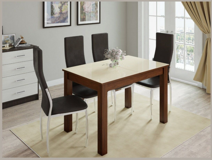 Стол обеденный Бруно 1200х800 орех шоколадный/лакобель ваниль