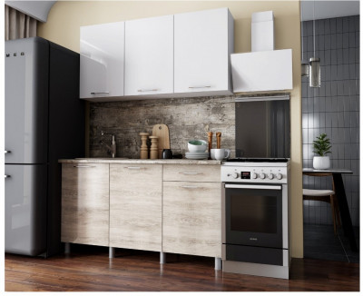 Кухонный гарнитур Танго 1,5м Белый/Дуб шале светлый