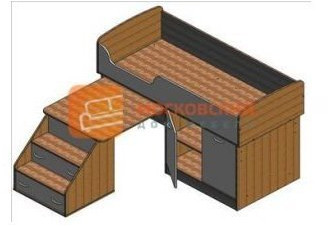 Детская кровать-чердак Дюймовочка-2, Дуб молочный / Розовый