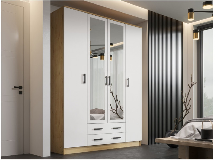 Квадро Шкаф четырёхдверный (Ясень шимо темный / светлый)