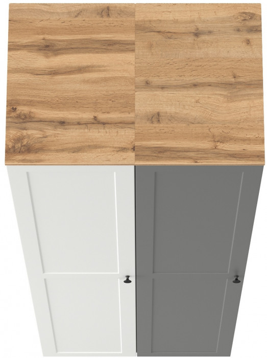 Остин 13.225 Шкаф-пенал 2 шт., белый шагрень/серый графит/дуб крафт золотой