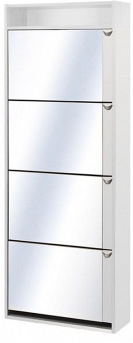 Обувница Комфорт К-4s с зеркалом Белый