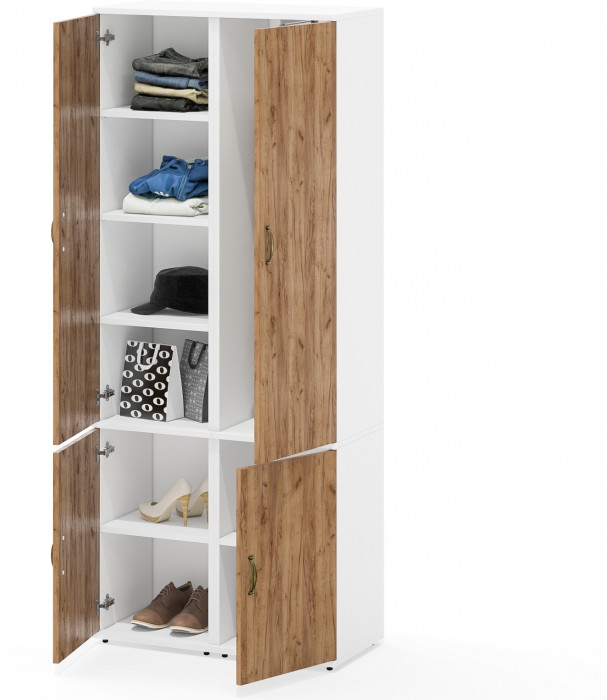 Лидер-8 Модуль Пенал МД 21Б + Пенал МД 22Б, белый шагрень/крафт золото