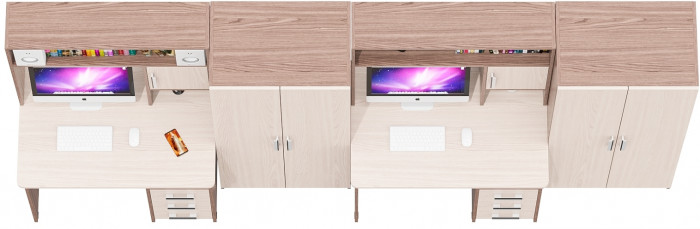 С-МД-СК9 Компоновка № 08, цвет ясень шимо светлый/ясень шимо тёмный, ШхГхВ 344х70х160 см., НЕ универсальная сборка