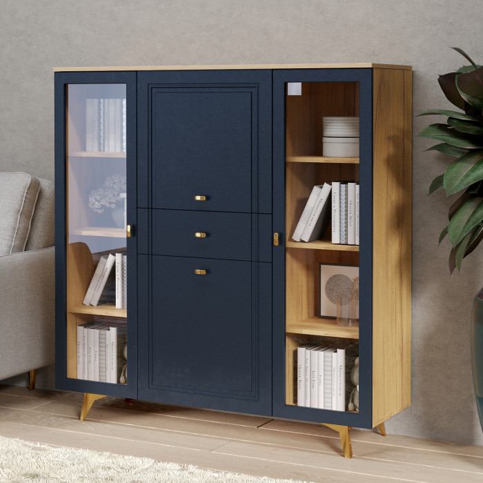 Шкаф низкий (2 стеклодвери) Вега Сапфир