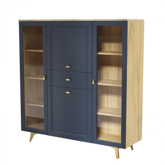 Шкаф низкий (2 стеклодвери) Вега Сапфир