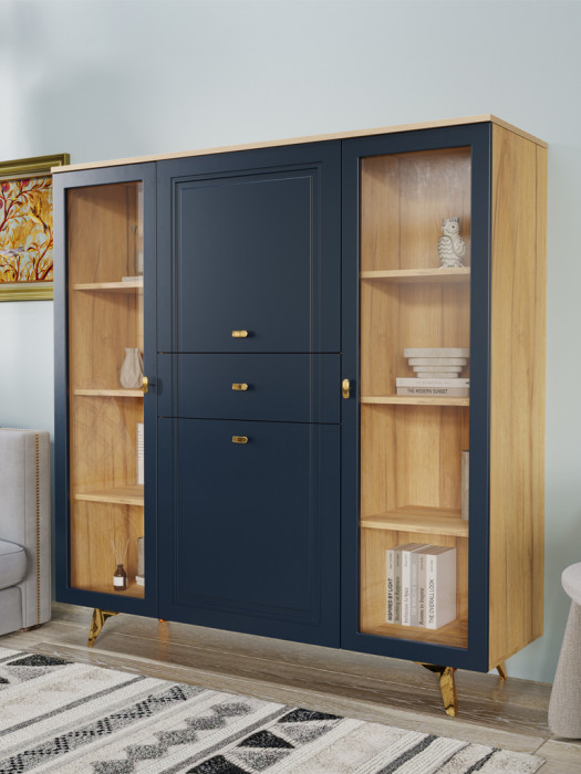 Шкаф низкий (2 стеклодвери) Вега Сапфир