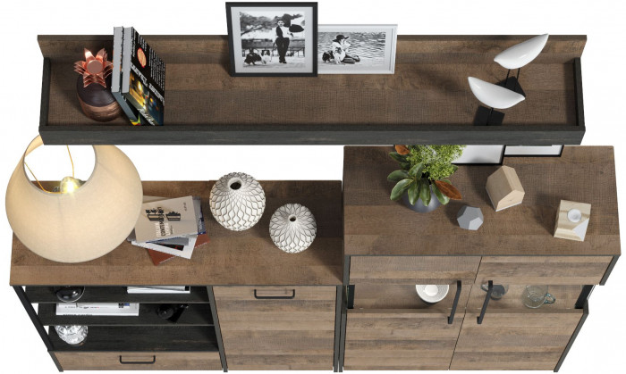 Трувор Гостиная 006, цвет дуб гранж песочный/интра, ШхГхВ 194,8х37х195 см., универсальная сборка