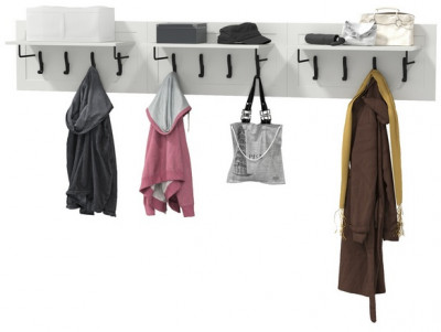 Остин 15.12 Вешалка + 15.12 Вешалка + 15.12 Вешалка, цвет белый шагрень, ШхГхВ 239,1х29,6х39,7 см.