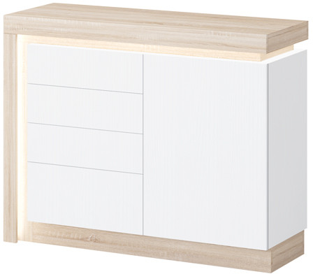 Астра Комод №2, Белый глянец/Сонома (подсветка)