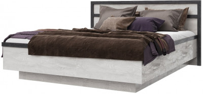 Кровать двуспальная 160х200 "Тиффани" с подъемным основанием - Бетон пайн светлый/Дуб шале графит