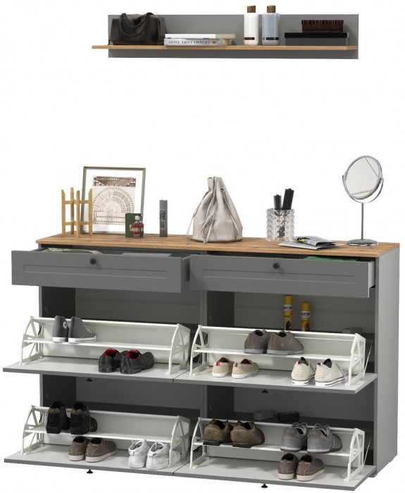 Остин Прихожая 66, цвет серый графит/дуб крафт золотой, ШхГхВ 160х41,6х160 см.