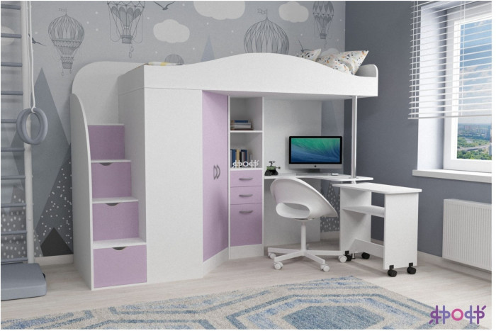 Кровать-чердак Юниор 4 (Венге/Лайм)