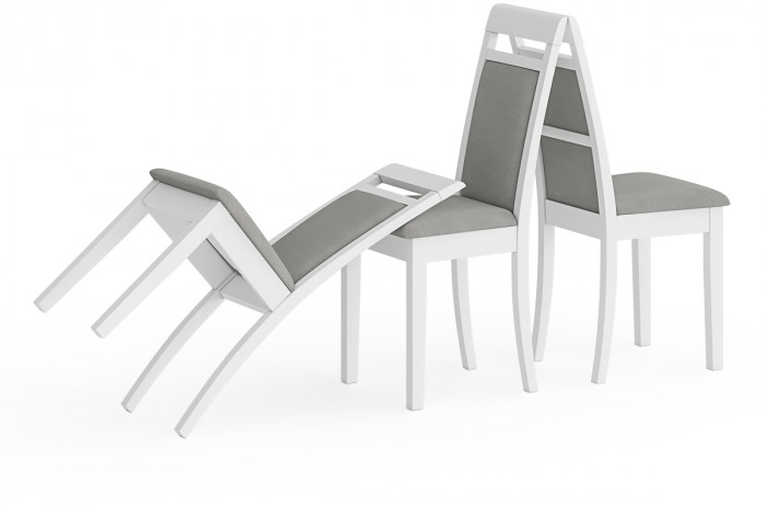 Три стула Мебель--24 Гольф-12 разборных, цвет белый, обивка ткань велюр серый 63, ШхГхВ 40х40х100 см., от пола до верха сиденья 47 см.(мягкая спинка)