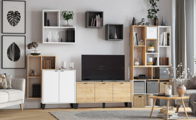 Гира Гостиная, дуб крафт золотой/белый