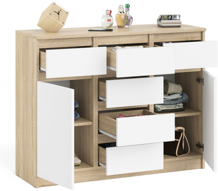 Мори Комод МК1200.4, цвет дуб сонома/белый, ШхГхВ 120,4х41х94 см.