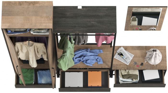 Трувор Прихожая 230, дуб гранж песочный/интра