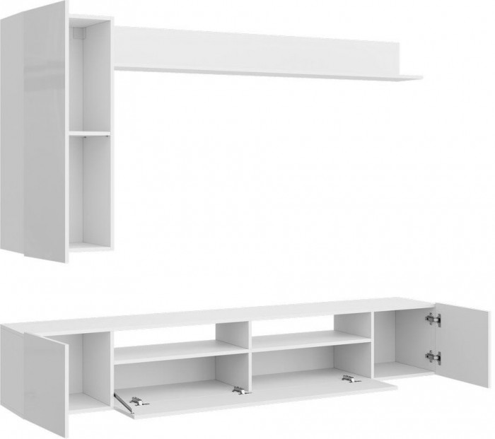 Стенка ТВ Соло-16 МДФ белый глянец (Белый / Белый глянец)