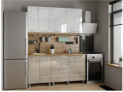 Кухонный гарнитур Танго 1,6м Белый/Дуб шале светлый