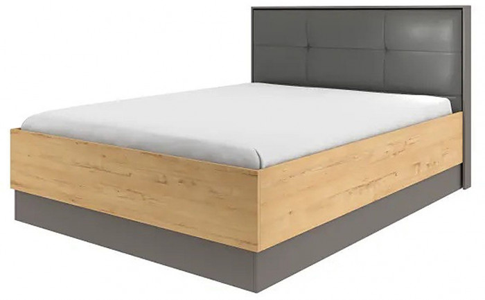 Бруно 73 Кровать с п/м 1600 Дуб Вотан / Серый графит