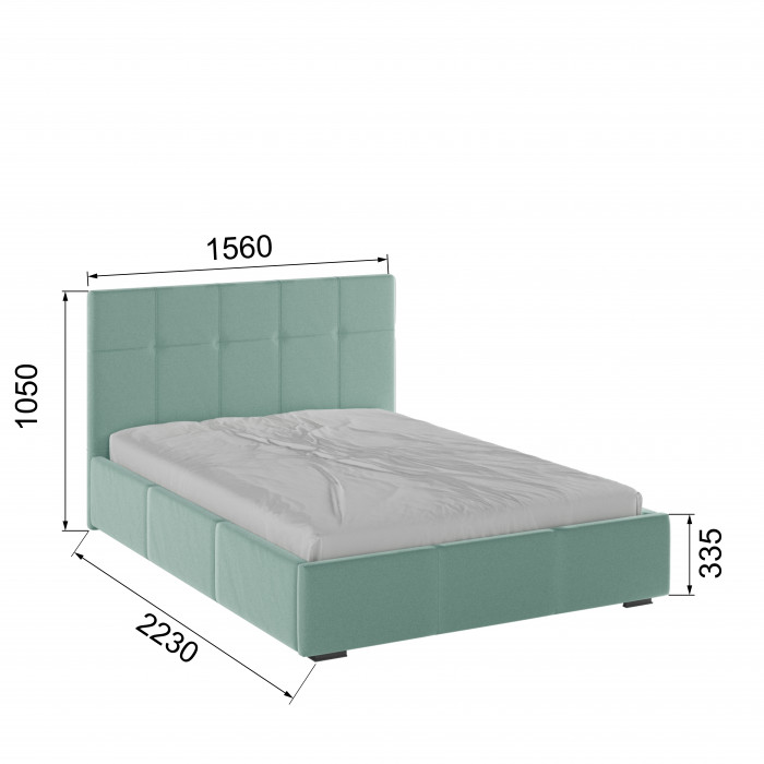 Рио Кровать интерьерная 140 мятный квадрат, ортопед