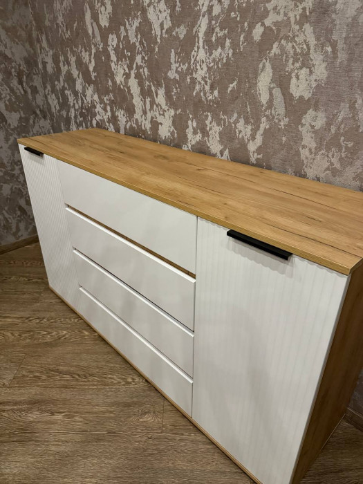 Марвэл Комод 2 двери 4 ящика (1600), Дуб крафт/Браш вайт