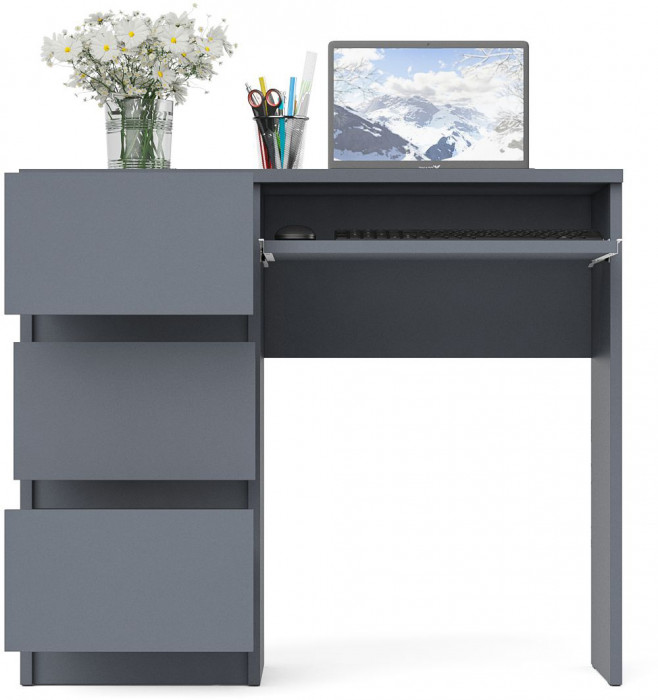 Мори Стол компьютерный МС-6 левый, цвет графит, ШхГхВ 90х50х76,6 см., выдвижные ящики слева, НЕ универсальная сборка