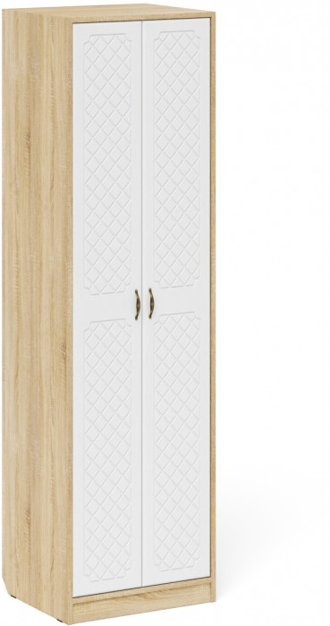 Прихожая П-6 Компоновка № 12, цвет дуб сонома/фасады МДФ белое дерево фрезеровка ромб, ШхГхВ 120х50х210 см., универсальная сборка