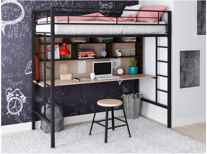 Кровать-чердак Севилья 1.2 (Венге, Черный)