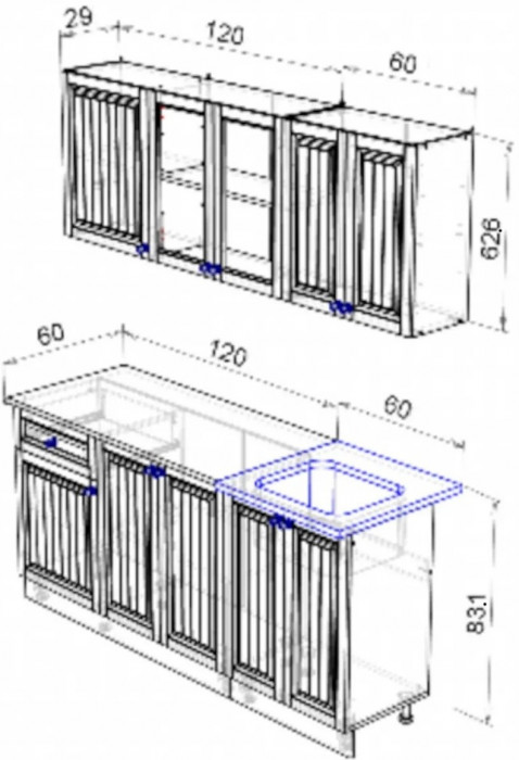 Кухня Хозяюшка МДФ 1800 (Фисташка, Белый)