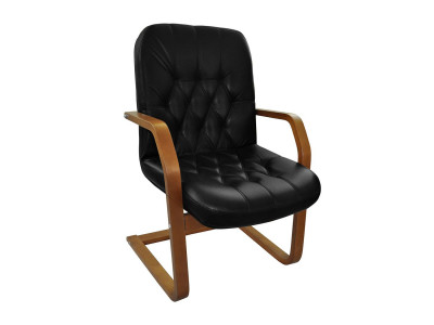 Кресло Премьер 2ДС светлый орех/ к/з черный