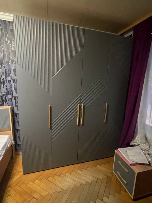 Ирис Шкаф 4-х ств. 1800 браш графит/дуб крафт