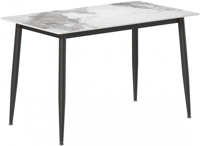 Обеденный стол Мебель--24 DT-27, цвет белый мрамор(глянцевая), ШхГхВ 120х70х75 см., столешница камень 10,5 мм., ножки металл, макс. нагрузка 80 кг.
