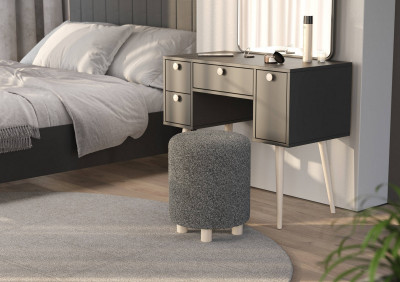 Банкетка 6-5137ТКШтем.серый Марта, цвет ткань тёмно-серая, ШхГхВ 36х36х46 см.(круглая банкетка на трёх ножках)